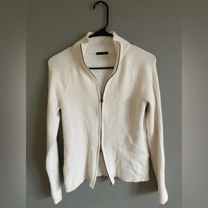 Double Zipper white sweater